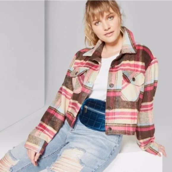 wild fable Jackets Coats Wild Fable Cropped Plaid Jacket